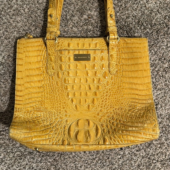 Brahmin Yellow Croc Embossed Leather Tote Purse - Picture 2 of 16